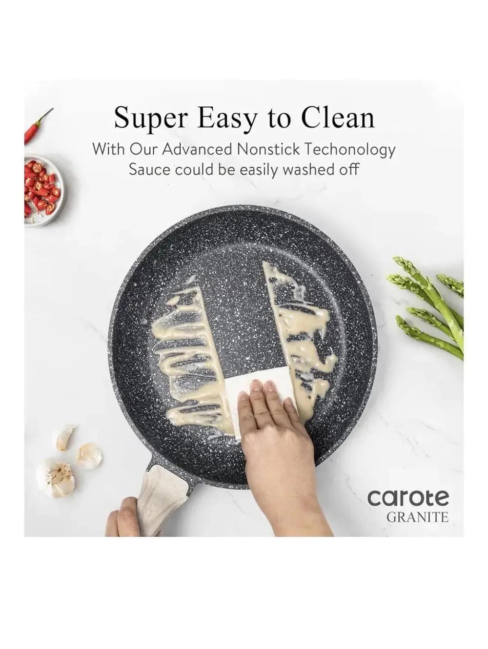 CAROTE Non Stick Frying Pan Skillet, Omelet Pan, Healthy Non Toxic Granite Chef